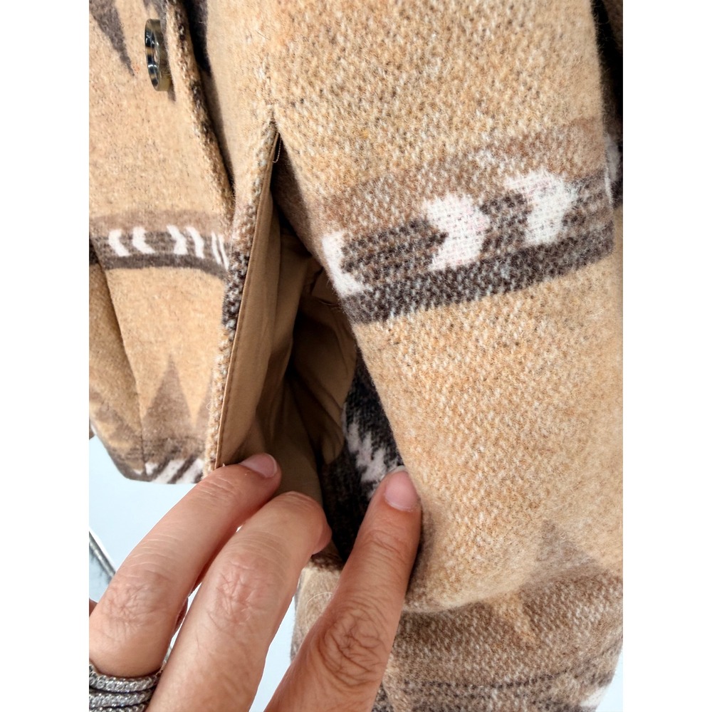 Chico's Patterned Blanket Coat 0 Beige Multi Southwestern Aztec Cabin Core Boho - Picture 8 of 12